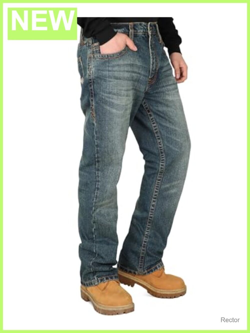 Men's Work Jeans 100% Cotton Slub Denim Relaxed Fit Boot Cut 13.5oz Heavyweight
